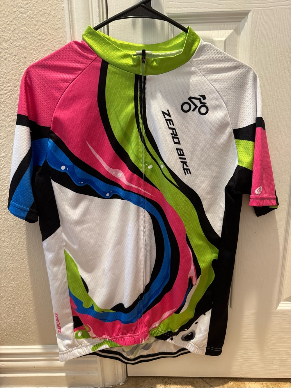 Women's Short Sleeve Cycling Jersey - White/Pink/Green